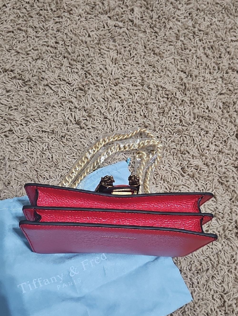 NWT Tiffany & Fred Purse Crystal Dragon Crossbody Shoulder Bag Red Leather - Picture 16 of 16